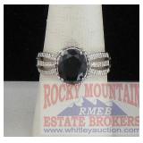 Vintage Style Sterling & Black Onyx Dress Ring, 8