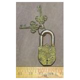 Large Cast Brass Garden Gate Padlock.
