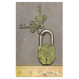 Large Cast Brass Garden Gate Padlock.