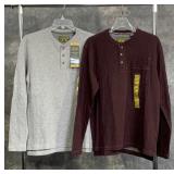 2 New Mens Henley Shirts, M.