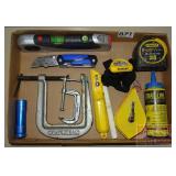 Level, Chalk Line, Head Lamp, Clamps & More.