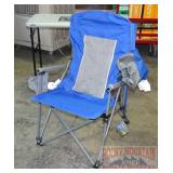 MM Oversized Folding Arm Chair W/ Bag, Blue.