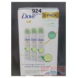 New Dove 3 Pack Dry Spray Antiperspirant.