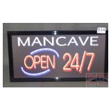 "Man-Cave Open 24/7 LED Lighted Sign.