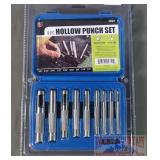 New 9 PC Hollow Punch Set in Case.