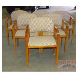 6 Mueller Cherry Finish Arm Chairs.