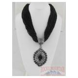 New Western Style Concho Pendant & Bead Necklace.