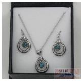 Montana Silversmiths Turquoise Drop Necklace Set.