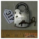 Neat Vintage "National Lock" Padlock W/ Key.