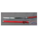 36" Samurai Sword W/ Fancy Red Scabbard.