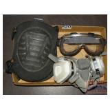 Respirator, Kneepads & Safety Goggles.