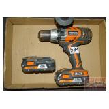 Ridgid 18V 1/2" VSR Drill & 2 Batteries.