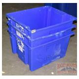 3 Blue Plastic Bins.