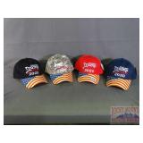 4 Assorted Color Trump Caps W/ Flag Bill.