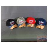 4 Assorted Color Trump Caps W/ Flag Bill.