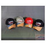 4 Assorted Color Trump Caps W/ Flag Bill.