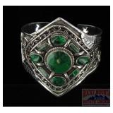 German Silver & Malachite Cuff Bracelet.