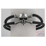 Braided Leather Skull Bracelet.