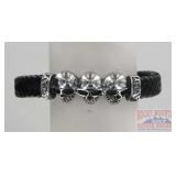 Braided Leather Skull Bracelet.