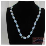 Native Am. Moonstone & Turquoise Bead Necklace.