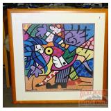 Colorful Cubist Style Framed Print.
