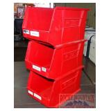 3 Red Plastic Stacking Organizers.