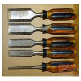 5 Stanley Wood Chisels.