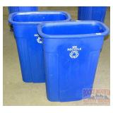 2 Blue Recycle Bins.