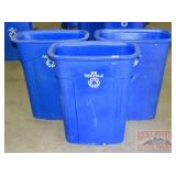 3 Blue Recycle Bins.