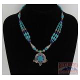 Multiple Strand Turquoise & Lapis Necklace.