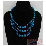 Triple Strand Turquoise Bead Necklace.