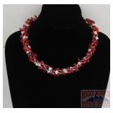 Coral & Freshwater Pearl Beaded Necklace.