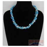 Turquoise & Freshwater Pearl Beaded Necklace.