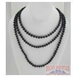60" Extra Long Black Freshwater Pearl Necklace.