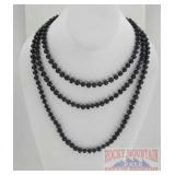 60" Extra Long Black Freshwater Pearl Necklace.