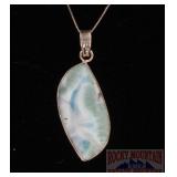 Sterling Silver & Larimar Pendant & Necklace.