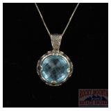 Massive Sterling & Blue Topaz Pendant.