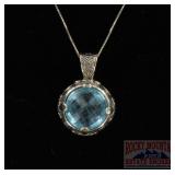 Massive Sterling & Blue Topaz Pendant.