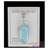 Sterling Silver & Genuine Larimar Pendant.