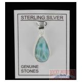 Sterling Silver & Genuine Larimar Pendant.