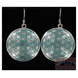 German Silver & Turquoise Inlaid Earrings.