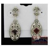 Vintage Style Sterling Filigree & Garnet Earrings.