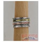 Tiffany Style Carved Sterling Spinner Ring.