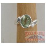 Modern Style Sterling & Green Amethyst Dress Ring.