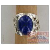 Carved Sterling & Blue Lapis Dress Ring.