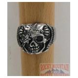 Carved Stainless Steel Skull Ring.