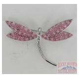 Swarovski Style Pink Dragonfly Brooch.