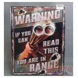 "Warning" Tin Sign.  17X12.