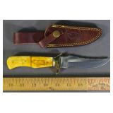 9" Knife W/ Bone Handle & Sheath.