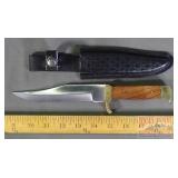 10" Knife W/ Wood Handles & Sheath.